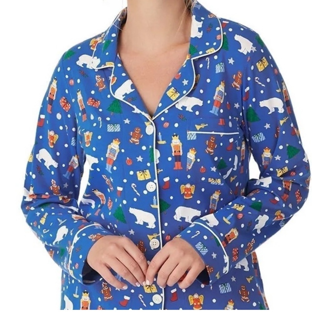 BedHead Traditional Christmas Blue Pajama Set XS - Picture 3 of 11